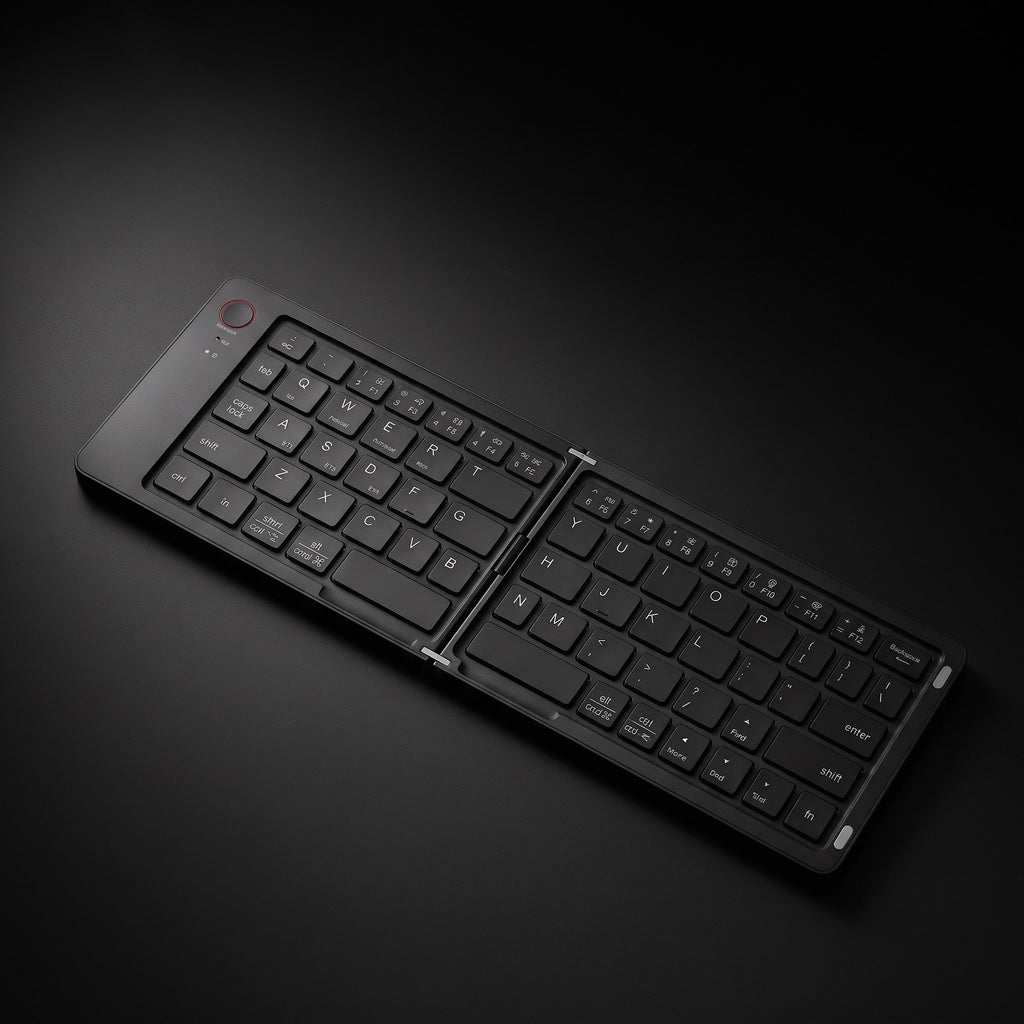 Black foldable keyboard on black